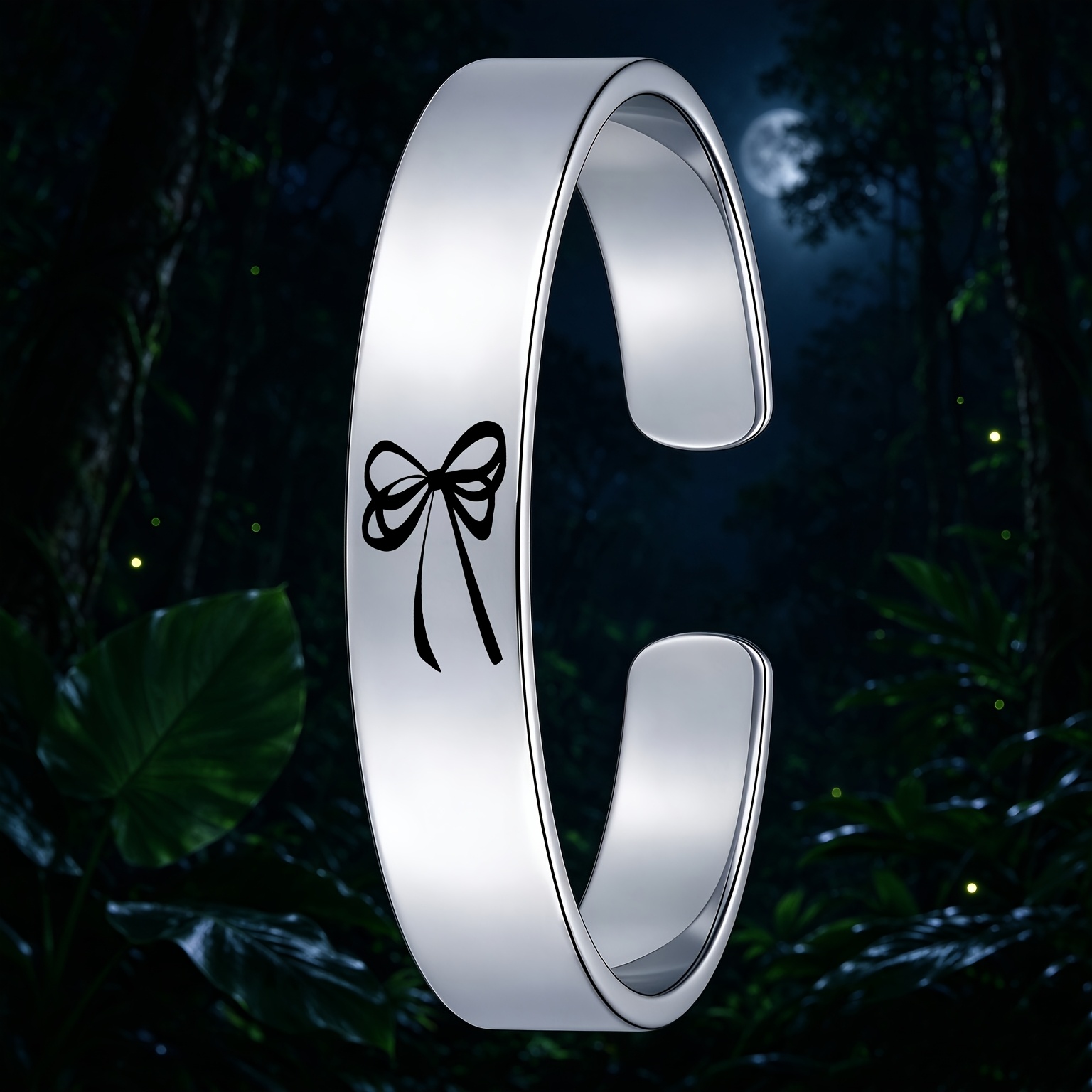 Women's Elegant Bow Pattern 304 Stainless Steel Open Bangle